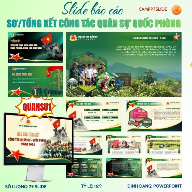 MẪU SLIDE BÁO CÁO SƠ /TỔNG KẾT CÔNG TÁC QUÂN SỰ, QUỐC PHÒNG - QUANSU001